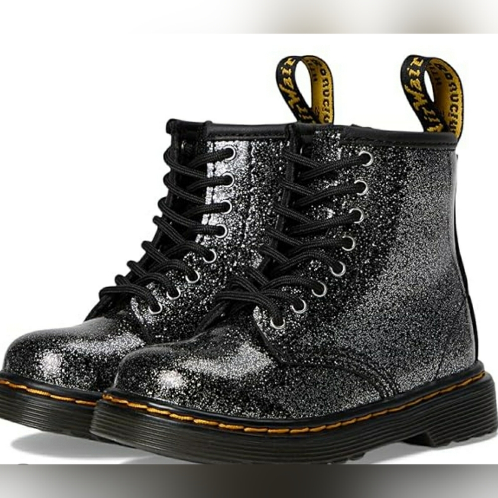 Dr. Martens Black Glitter Lace Up Boots